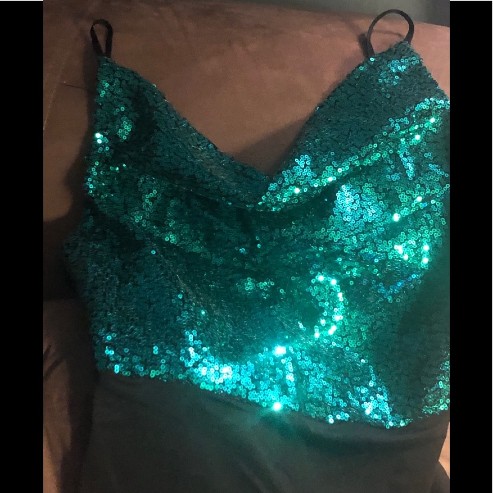 Chicos! Teal sequins! Black dress!Cocktail!SZ.Med!